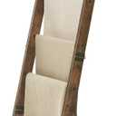 Blanket Ladder for Living Room, Decorative Quilt Rack with 4 Removable Hooks, 5-Tier Farmhouse Ladder Holder Shelf Organizer for Bedroom, Rustic Brown and Black 02101BBR