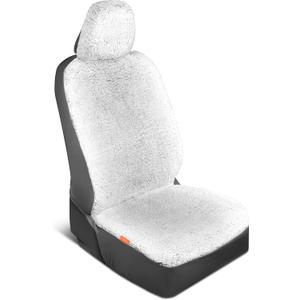 Carbella Plush Sherpa Fleece Car Seat Cover, 1 Piece Gray Seat Cover for Cars with Soft Cushioned Touch, Cute Automotive Interior Protector for Trucks Van SUV, Car Accessories for Women