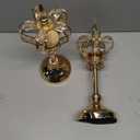 OwnMy 2PCS Crystal Crown Candlestick Holders Tea Light Holders Metal Tealight Candelabra, Gold Crystal Votive Candlesticks Set Elegant Candle Stick Holder Candle Centerpiece for Dining Table, 14" H (35CM)