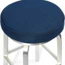 Shinnwa Bar Stool Cushions, Memory Foam Round Bar Stool Covers Cushion with Non-Slip Backing and Elastic Band, 12", Navy
