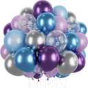 2 x 60pcs Snow Balloons - 12 Inch Purple & Blue Latex Helium Balloons for Birthday Party Arch Garland Kit - Boys & Girls Themed Decorations