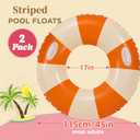 2PCS XL Striped Beach Inflatable 45" Pool Floats for Adult Bachelorette Swim Ring Pool Floaties with Handle Inflatable Swimming Pool Raft Party Water Summer Float Party Supplies