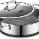 Saute Pan,Hybrid Non Stick 5 Quart Everyday Braiser pan,Chicken Fryer, PFOA Free Cookware,12 inch Deep Frying Pans with Lid,Dishwasher and Oven Safe,Works on Induction,Ceramic and Gas Cooktops