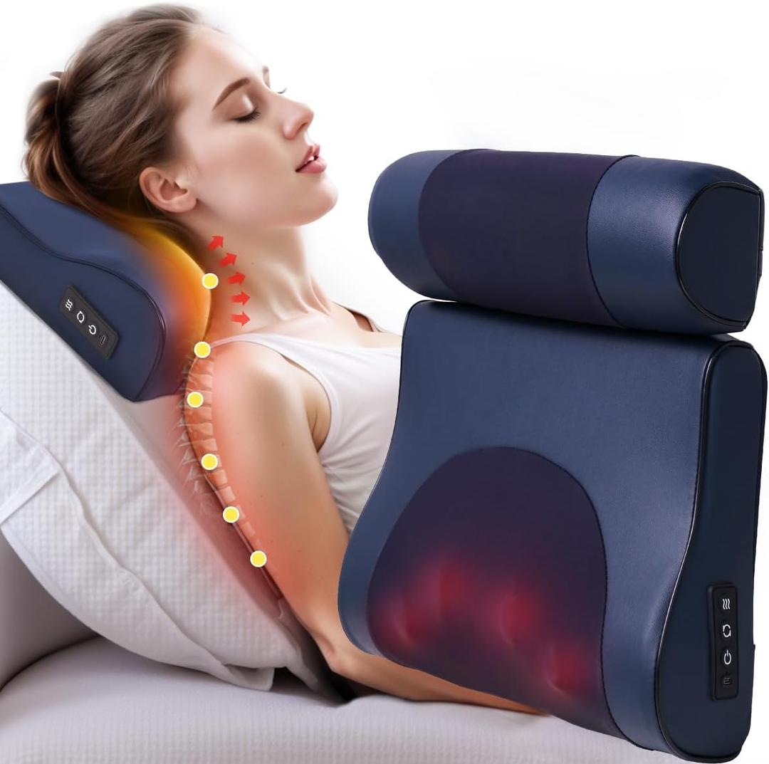 Shiatsu Neck and Back Massager,Electric 4D Massage Pillow,with Heat,Neck Massager for Pain Relief deep Tissue,for Neck, Back, Shoulder,Foot,Body Muscle Pain Relief,Holiday Gifts