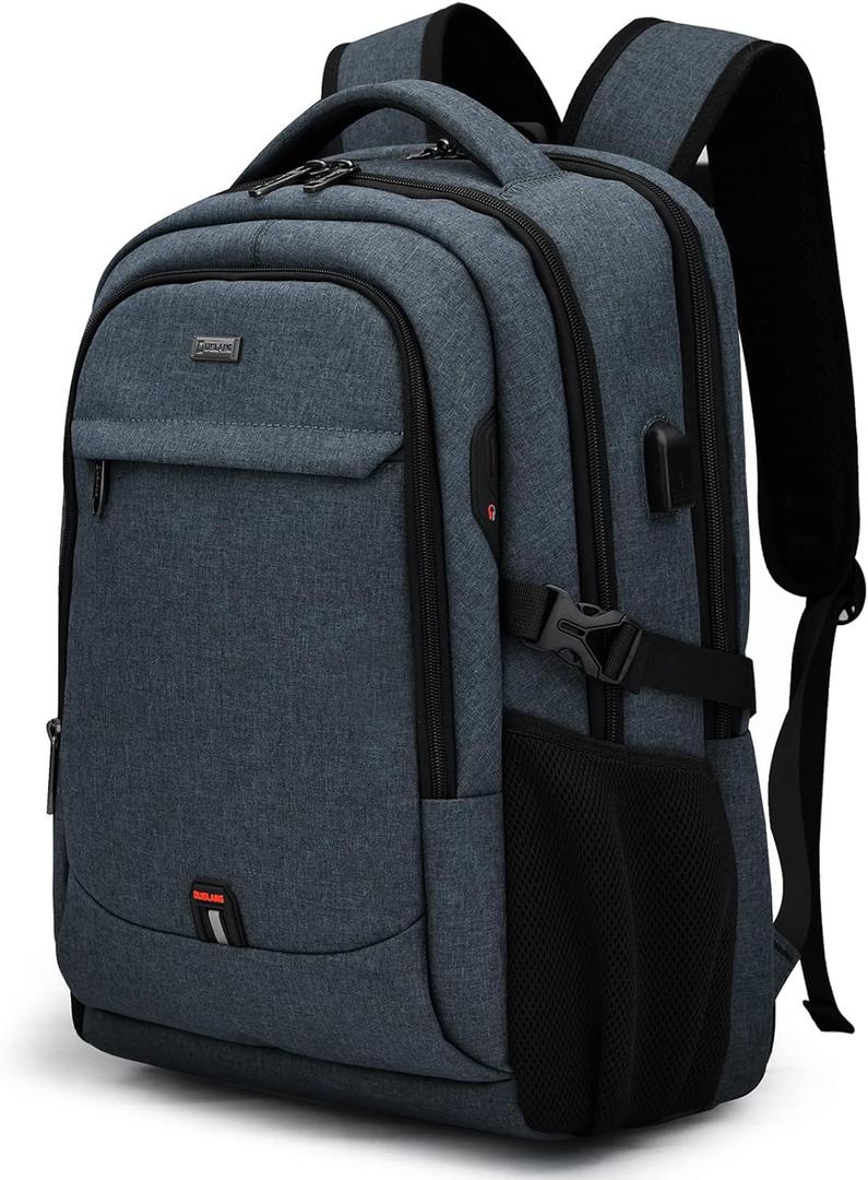 DUSLANG 17 Inch Travel Laptop Backpack Water Resistant College Backpack for Men Laptop Bag with USB Charging Port,Dark Grey