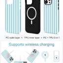 Jusy Magnetic Striped Phone Case for iPhone 14 Pro,Mint Green | Compatible with MagSafe, Cute Aesthetic Striped Design, TPU and PC Protective Shockproof Cover