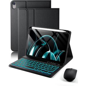 SAMTUNK for iPad mini 7 (2024) & Mini 6 (2021) Case with Keyboard for iPad mini (A17 Pro) 7th 6th Generation 8.3" - 7 Colors Backlit Keyboard Case - Built in Pencil Holder with Mouse - Black