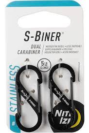 Nite Ize S-Biner Dual Carabiner Stainless Steel, Size 1, Black, 6 count (Pack of 3)