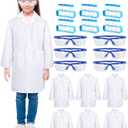 Unittype 6 Set 66 Pcs White Kids Lab Coats Bulk Children Girl Doctor Scientist Costume Lab Coat Goggles Test Tube Eyedropper(M)