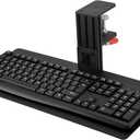 Metal Clamp-on Adjustable Computer Keyboard Tray, Metal Desk Keyboard Tray,18.5x8.7 Inch, Extra Sturdy Single Desk Keyboard Tray Clamp, Ergonomic Typing Desk Tray, Height Adjustable, Black