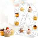 Ferris Wheel Cupcake Stand Dessert Serving Tray, Ferris Wheel Cupcake Stand for Carnival and Circus Theme Party Wedding Party Furnishing Accessories (White)