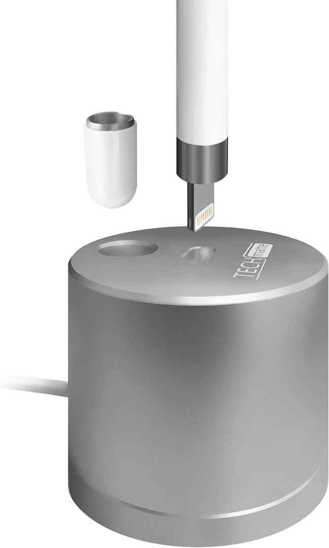 TechMatte Charging Stand Compatible with Apple Pencil 1st Generation- Premium Aluminum Charging Dock with Built-in Charging Cable (5feet)