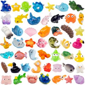 50pcs Mini Ocean Resin Animals, Miniature Figurines for Desk Pets, Resin Charms, Animal Figurines, Cute Mini Animals for Decoration and Hiding