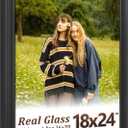18x24 Black Poster Frame, Tempered Glass with Mat for 16x20