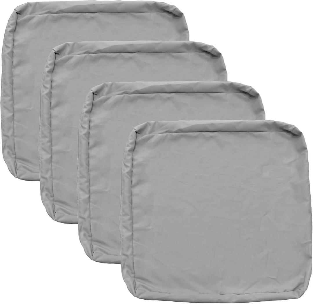 FLYMEI Patio Cushion Covers 24x24x4 Waterproof Outdoor Cushion Cover Replacement 4Packs Outdoor Seat Cushion Slipcover for Rattan Chair Sofa, Grey
