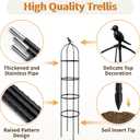 1 Pack Garden Obelisk Trellis for Climbing Plants Outdoor, 6FT Adjustable Metal Plant Support with 3 Decorative Tops, Black Rustproof Trellis for Roses, Tomatoes, Clematis & Vines