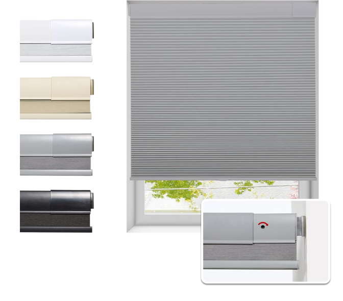 No Drill Cellular Shades for Indoor Windows, Thermal Insulating & Noise Reducing Honeycomb Blinds, Free Stop Cordless Blackout Shades, Grey,36 1/2" W x 64" H