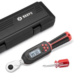 VANPO Digital Torque Wrench 3/8-Inch Drive 5-99.5 ft-lbs./6.8-135Nm, 2% Torque Accuracy, Electronic Torque Wrench with Preset Value, Buzzer and LED Notification for Automotive Motorcycle & Bicycle