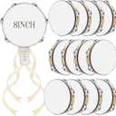 12 Set 8 Inch Tambourine for Adults Tambourines Bulk Wooden Hand Held Drum with Metal Jingles, Gift Tags, Ribbon Percussion Gift Musical Instrument for Church Wedding (Single Row)