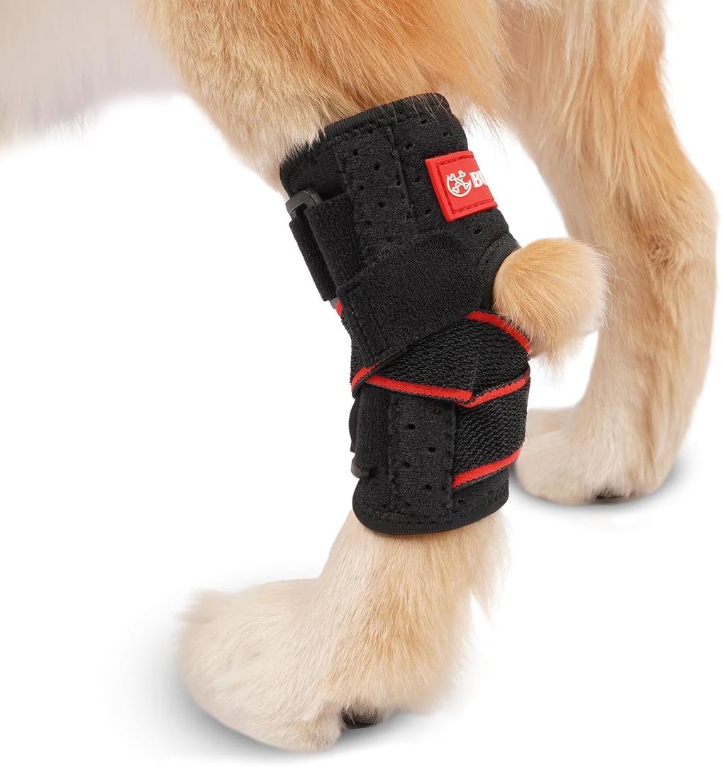Dog Hock Brace Rear Leg Built-in Metal Spring Strips Support for Sprains, Arthritis, Ligament Injuries, Post-Op Recovery with Adjustable Compression Straps (Large)