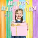 Pastel Tinsel Curtain Party Backdrop - GREATRIL Pastel Color Foil Fringe Curtain Photo Booth Streamers for Birthdays Easter Baby Bride Shower Unicorn Girls Party Decorations