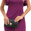 IHOT Women's V Neck Ruffle Sleeve Bodycon Sheath Wrap Ruched Casual Cocktail Party Work Dresses (Pink, L)