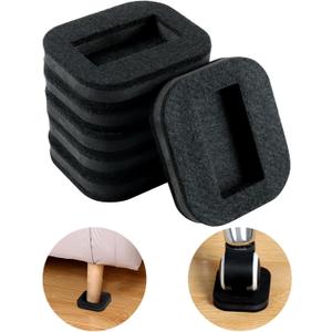 12 PCS Felt Furniture Coasters Caster Cups for Hardwood Floors, Felt Bottom Furniture Pads, Bed Office Chair Fridge Furniture Wheel Stopper to Prevent Sliding and Scratches (Black, L: 2.6" * W:1.8")