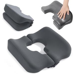 HOMBYS Memory Foam Bed Sore Cushions for Butt,Bedsore Pressure Relief Pillow for Sleeping and Sitting,Cushion for Bed Sores on Buttocks, T Shaped Opening Tailbone Pillow, Patent Pending(Dark Grey)