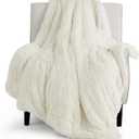 Bedsure Fluffy Cream Throw Blanket Gifts for Women, Men, Soft Fleece Cozy Fuzzy Sherpa Plush Warm Minky Thick Faux Fur Throws for Couch, Bed, Cream Decor House Blanket Gifts for Mom Kids, 50x60