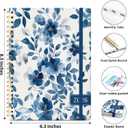 2026 Planner, Weekly and Monthly Planner for Women, January 2026 - December 2026, Hardcover 2026 Calendar Planner Book with Tabs, Inner Pocket, Spiral Bound, Perfect for Office Home School Supplies - A5 (6.3" x 8.5"), Blue Flower