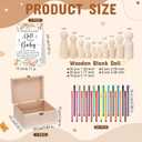 98 Pcs Baby Shower Blocks to Decorate Game Painting Kit Includes 72 Wooden Blank Dolls 1 Storage Box 24 Markers for Baby Shower Activities Gender Reveal Decorations(Pink)