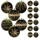 Suncalla 12 Pcs Velvet Vintage Christmas Ornaments 3.2 Inches Large Neutral Flocked Ball Hanging Ornament Xmas Balls Set for Christmas Tree Decorations Party Hanging Decor