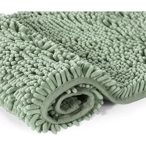 Lukery Chenille Bathroom Rugs Microfiber Bath Rugs Machine Washable Bathroom Mat Plush Bath Mats Winter Bathroom Rug Non Slip Washable Kitchen Rugs Door Mat Floor Mats (17"x24", Sage Green)