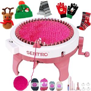 Sentro Knitting Machine, 48 Needles Knitting Machine with Row Counter, Smart Knitting Loom Machine for Adult and Beginner, Automatic Circular Crochet Knitting Machines Kit for Hat,Scarf,Sock,Gloves