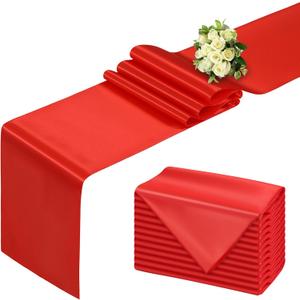 Red Table Runner 12x108 Inch - 12 Pack Satin Table Runners, Smooth Table Runner for Party Wedding Banquets Birthday