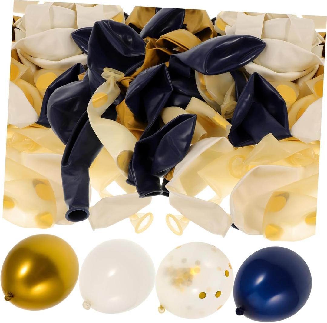 MERRYHAPY Confetti Latex Balloons Elegant Party Decorations Navy Blue White for Birthdays Weddings Celebrations Decorative Supplies Set
