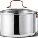 CAROTE 8 Qt Tri-Ply Stainless Steel Stockpot, Non-Toxic Stock Pot with Lid, Soup Pot for Pasta, Even Heating, Oven Safe, Induction, Ceramic and Gas Cooktops Compatible, Sliver