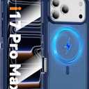 Magnetic Case for iPhone 17 Pro Max [Compatible with Magsafe] [Glass Screen Protector] [Dual Layer Military-Grade Protection] Heavy Duty Shockproof Cover for iPhone 17 Pro Max 6.9 inch, Blue