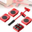 Furniture Lift Mover Tool Set - Dolly with Wheels, 330Lbs Capacity, 360 Rotation for Refrigerator, Sofa, Cabinet (Red+black)