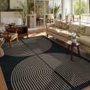 Lahome Enfys Modern Rainbow Easy Jute Rug, 6x9 Area Rugs for Living Room Outdoor Patio Washable Indoor Outdoor Dining Room Carpet, Farmhouse Large Non Slip Carpet for Bedromm Backyard Office (Dark Grey/Charcoal Black)