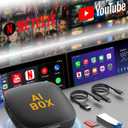 Wireless CarPlay and Android Auto Wireless Adapter Support Netflix/YouTube AI Box Lite for Factory Wired CarPlay Cars with U Disk/TF Card Magic Link CarPlay Ai Box Convert Wireless CarPlay Dongle