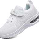 Toddler Shoes Boys Girls Kids Cushion Sneakers Tennis Running Size 1-12 Sports Walking Footwear Lightweight Breathable (White)