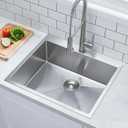 Comllen 22x18 Inch Drop in Kitchen Sink,16 Gauge Topmount RV Small Kitchen Bar Sinks,Stainless Steel Outdoor Prep Single Bowl Workstation Wet Bar Sink
