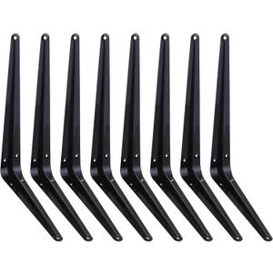 ELSKER&HOME 8 Pack Shelf Brackets 12 Inch, Floating Shelf Bracket for Wood, Black Metal L Bracket for Shelves Support, Wall Mount Corner Brace