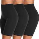 Women's High Waisted Biker Anti Chafing Cotton Slip Boy Underwear Yoga Workout Shorts (Black, L)