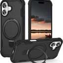 Compatible with iPhone 17 Case with Invisible Magnetic Kickstand [Compatible with MagSafe] [10-FT Military Drop Protection] Slim Hard Back Soft Edge Phone Cover 6.3 Inch, Black