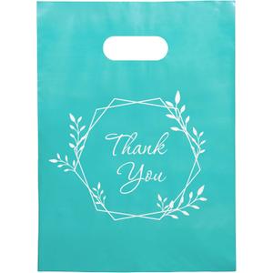 Choice Marts Merchandise Thank You Bags 100 Teal Color 9"x12" Size 1.5Mil Thick With Handles