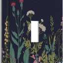 Light Switch Covers 1 Toggle Boho Wild Flowers Herbs Floral Single Toggle Wall Plate Decorative Switchcover Electrical Switchplate For Country Bathroom Bedroom Decor(2 Pack)