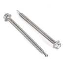 #8 x 2" Hex Washer Head Self Drilling Screws, Self Tapping Sheet Metal Tek Screws, 410 Stainless Steel, 50 PCS