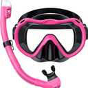Snorkeling Gear for Adults, JRing Snorkel Mask Set with 180 Degree Tempered Glass Anti Fog Goggles Scuba Dry Top Snorkel for Swimming, Scuba Diving Mask for Men Women